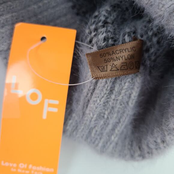 LOF gray leopard knit stocking cap New with tag - Picture 3 of 6